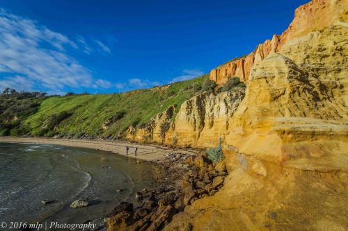 Golden Hour light on cliffs, Black Rock Beach, Victoria